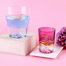 Tajima Glass Mt. Fuji Wave Fuji Rock Glass x Gold Leaf Fuji Cup Pair JAPAN NEW