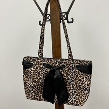 Leopard Print Satchel with Black Bow Woven Unbranded