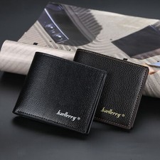 Men's Leather RFID Bifold Commuter Security Wallet Slim Credit Card Holder