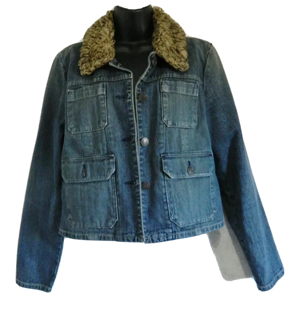 American eagle jean jacket with fur 2025