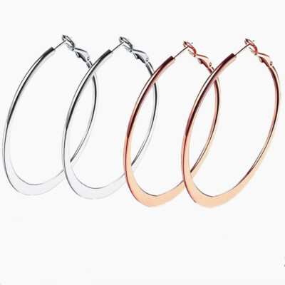 40mm-60mm Gold Silver Stainless Steel Simple Round Hoop Earrings for Women  Girls