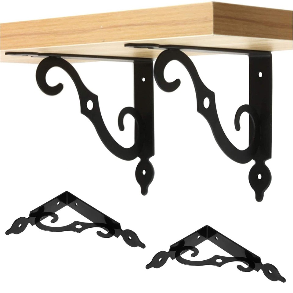 2 Pack 5.4 Inch Wall Mounted Metal L Bracket Decorative Shelf Support