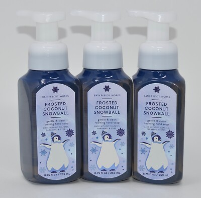 3 BATH & BODY WORKS FROSTED COCONUT SNOWBALL GENTLE CLEAN FOAMING HAND SOAP WASH