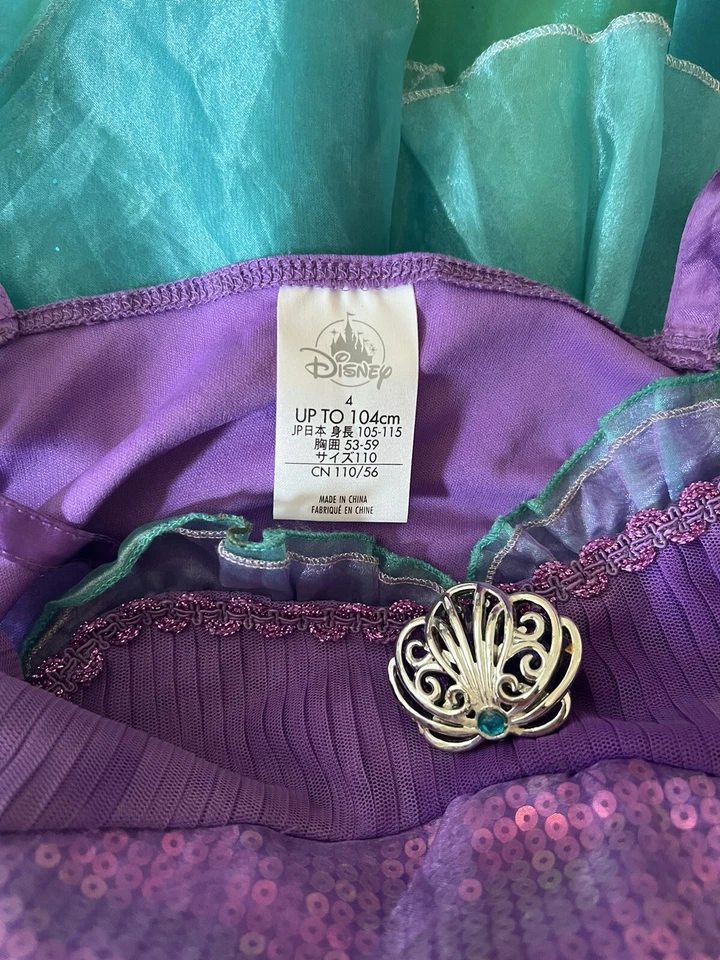 Disney Store Ariel La Sirenita Princesa Vestido Disfraz Niños Talla 4 Foto 3 de 4