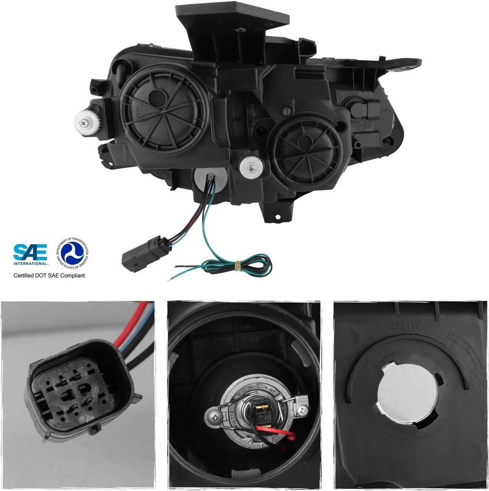 适用于 2016 - 2018 雪佛兰科迈罗 LED 管投影仪前灯黑色外壳 L+R — 第 3/4 张图片