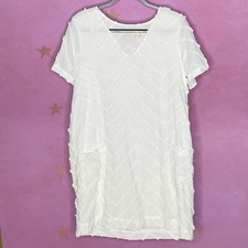 Anthropologie Porridge Marcelle Textured White Short Sleeve Shift Dress Medium