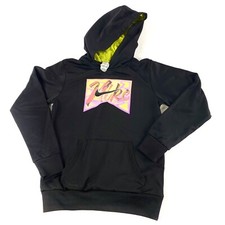 Yourh Girls Nike Athletic Therma Fit Large Black Retro Graphic Hooded Activewear
