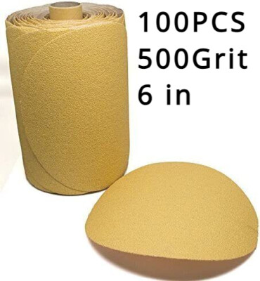 SATC 100PCS 6 inch Sandpaper Roll PSA Sticky Back Adhesive P500 for Polishing