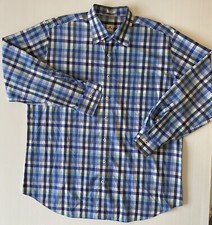 Peter Millar Men s Dress Shirt XL Button Down Multi Blue/White Check Plaid