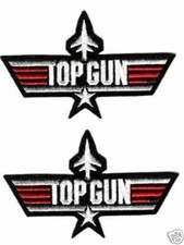 FANCY DRESS HALLOWEEN PROP TOP GUN SCHOOL iron-on INSIGNIA 2-PATCH SET