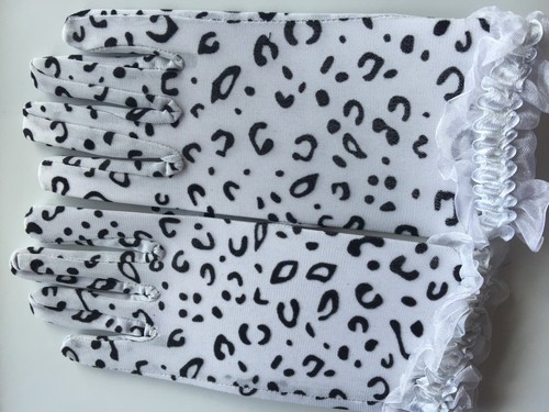 Women Lady Sexy Black White leopard print Lace Fancy Party short Costume Gloves  - Bild 12 von 15