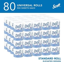 Scott Professional 2-Ply Toilet Paper, 80 Rolls, 44,000 Sheets, White