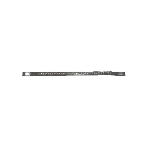 New Designer Aqua +Topaz Crystal Browband English Leather Black Full (1115) - Picture 4 of 4