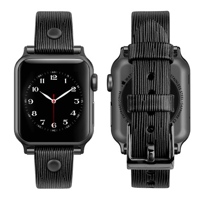 Leather Band for Apple Watch Series 9, 8, 7, 6, 5, 4, 3, 2, 1 and SE