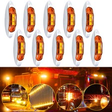10x Amber 4 Marker 3led Lights Truck Trailer Rv Clearance Side Light Waterproof