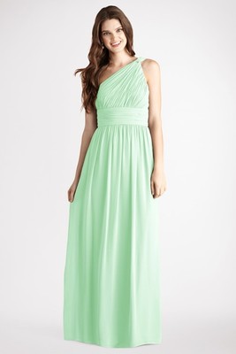 BRIDESMAID Donna Morgan Rachel One-Shoulder Chiffon Dress Wedding Candy  Apple 8 | eBay
