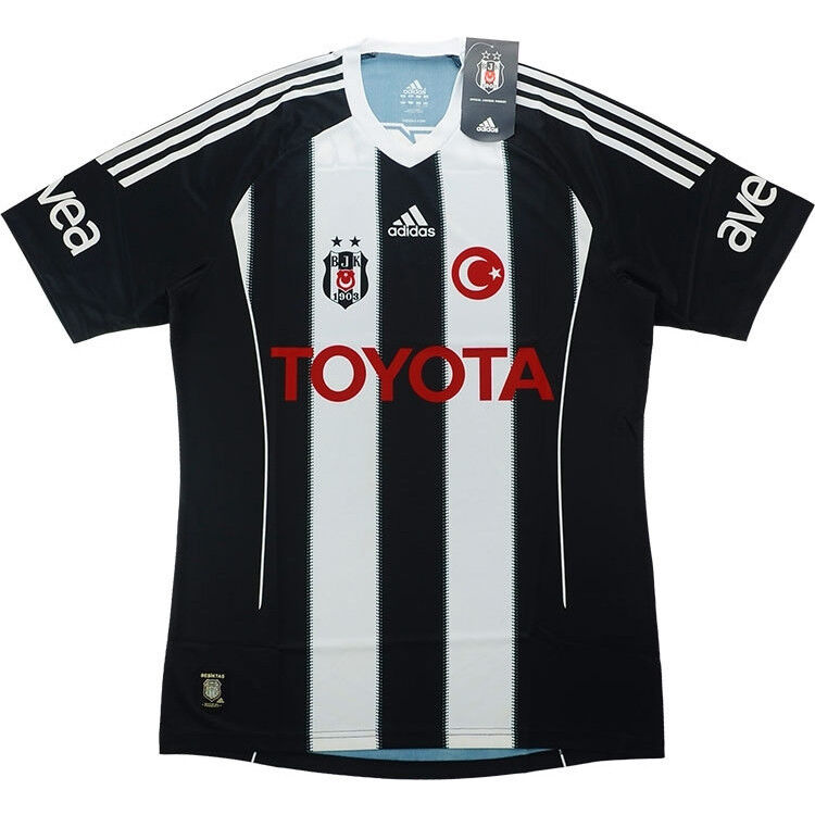 BESIKTAS 2011/12 AWAY (XL,L) BLACK/WHITE ADIDAS TURKEY SHORT SLEEVE SOCCER  SHIRT