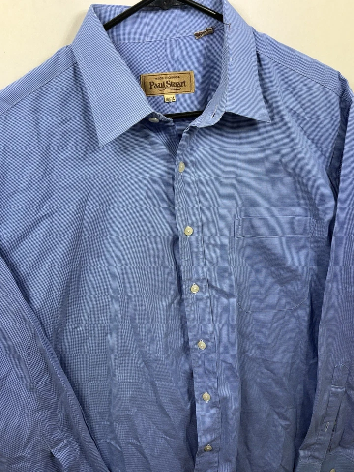 Paul Stuart Dress Shirt Mens Size 16.5-34 Blue Business Formal Preppy New York - Image 2 of 4