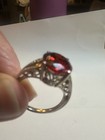 STS Oval Garnet Ring Large Oval Stone January Birthstone Ornate Filagree Size 7 — photo 9