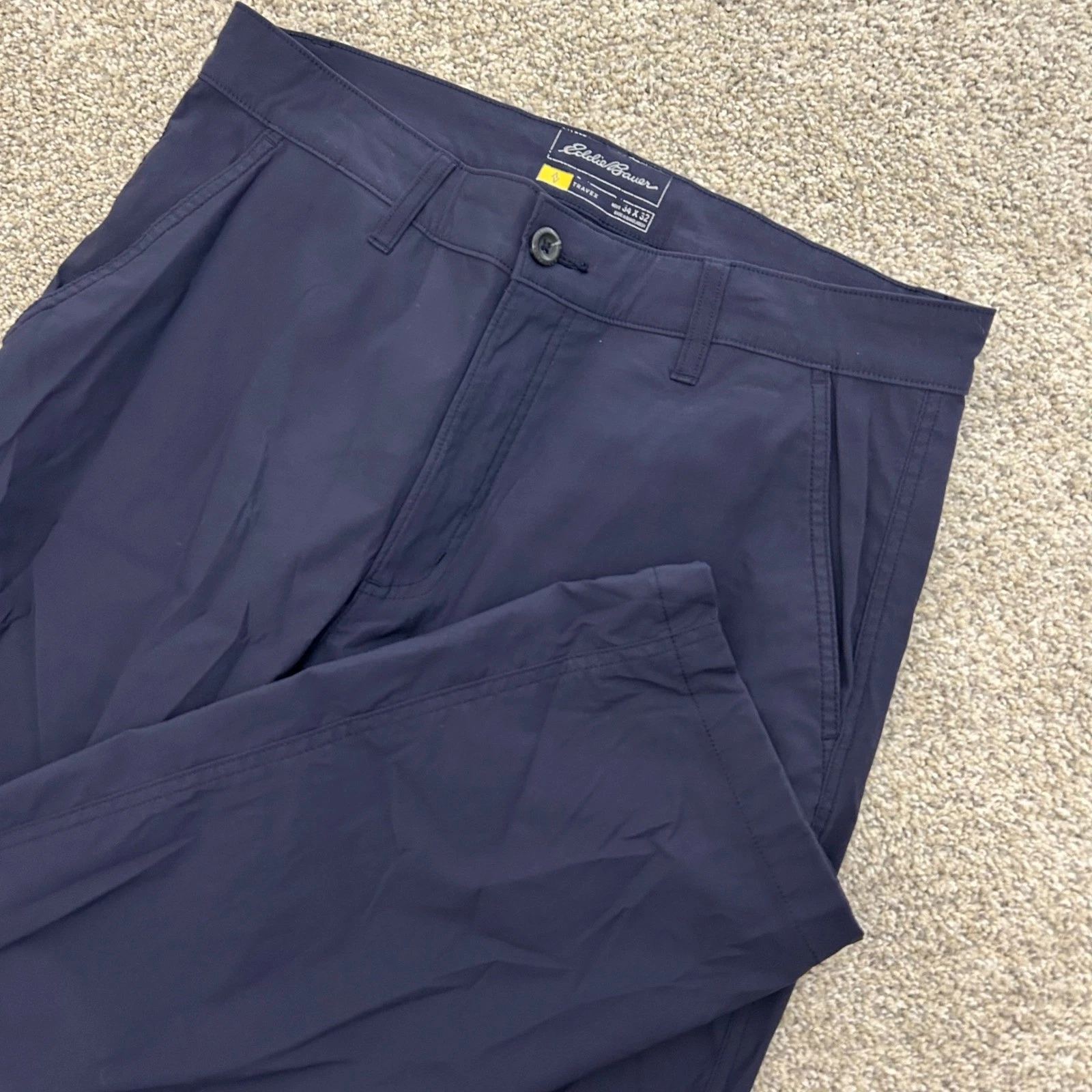 Eddie Bauer Travex Pants 34x32 (34X31) Navy Blue Mens Hiking Straight Leg