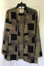 Caron Light Jacket Women, Size 10. Black with beige. Vintage USA Made
