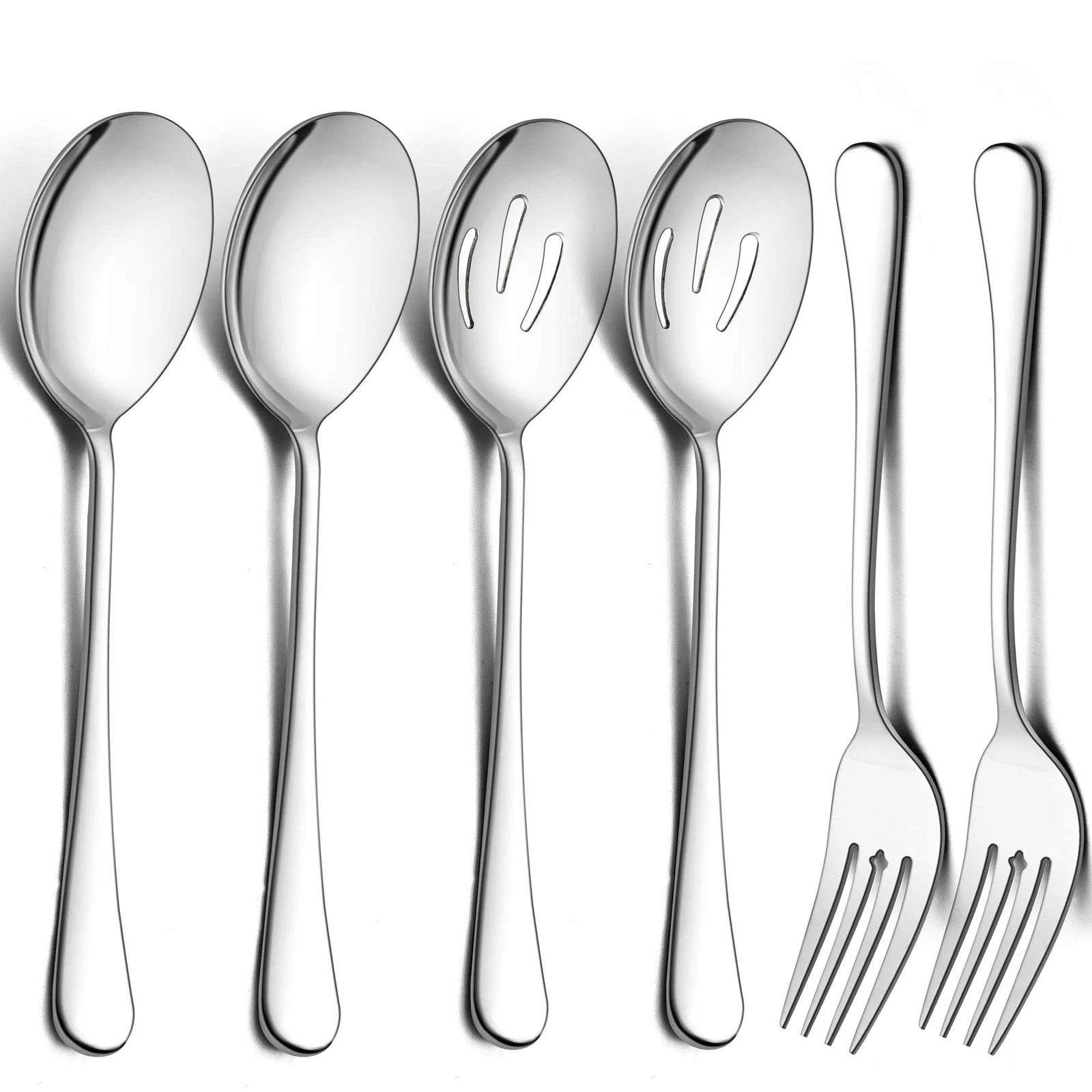 Large Serving Spoons and Forks Set of 12, Stainless Steel Buffet Catering Din...