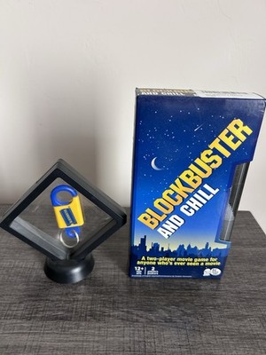 Blockbuster Combo -Key Chain /Chill Movie Trivia 2-Player Card Game Great Gift