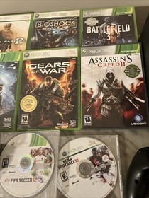 Microsoft Xbox 360 Console 120GB + 10 Games + Controller + Cords Tested 100%