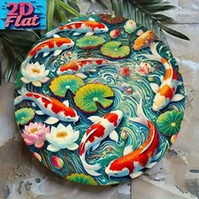 1pc 2D 2D Flat,2D Flat Bohemian Carp and Wall Art- 8x 8inch Aluminum Round Decor
