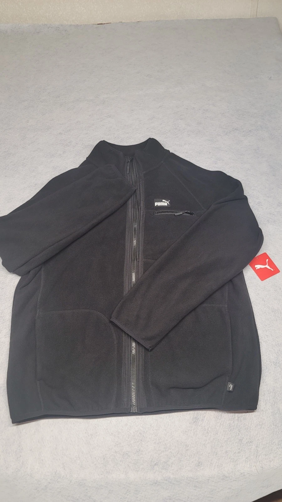 PUMA Black Polar Fleece Jacket Raglan Sleeves Large image 2