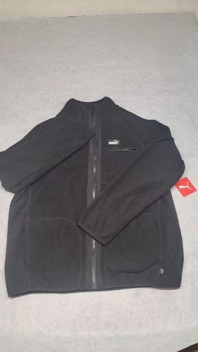PUMA Black Polar Fleece Jacket Raglan Sleeves Large image 2
