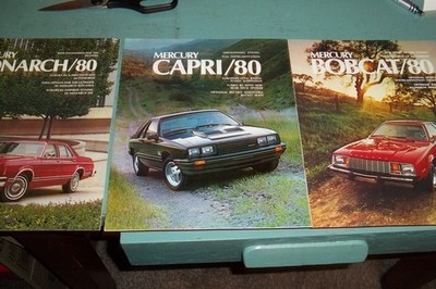 Lot of 3 1980 Mercury Original Sales Brochures-Monarch, Capri, Bobcat-NOS