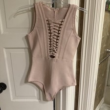 New Women s Bodycon Bodysuit Bare Pink Size Small