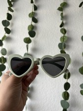 Girls Heart Sunglasses Sage Plastic Full Rim Frame Black Plastic Lenses 25 Ct