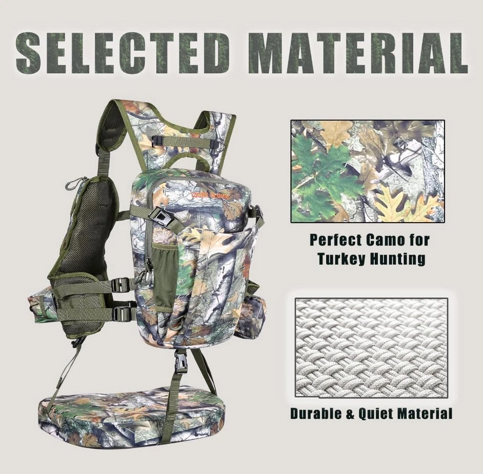 Turkey Vest with Seat: Lightweight Turkey Hunting Vest with Game Pouch, NIB - Image 2 of 4
