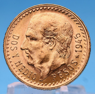 Mexico 2 5 Pesos 1945 Hidalgo 2 0833 Gramm 900 Gold Vz (3)