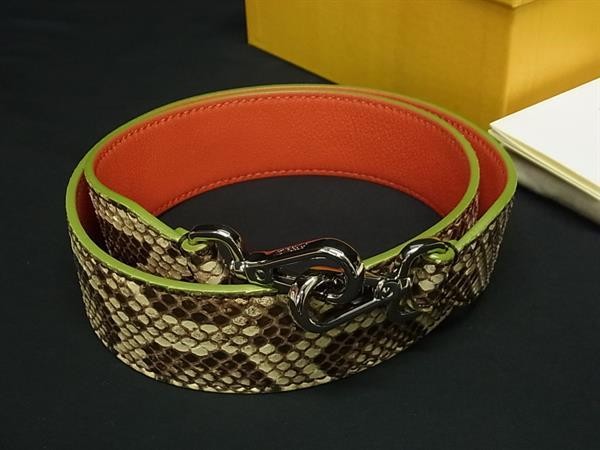 Fendi Python Leather Bag Shoulder Strap Brown 895… - image 1