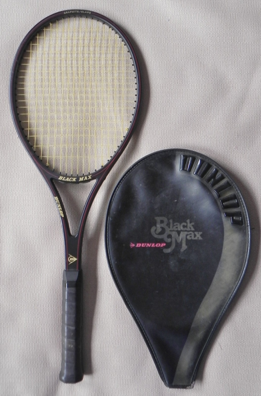 Dunlop "Black Max" Tennis Racquet, L4 4-1/2", Graphite/Glass