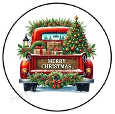 MERRY CHRISTMAS RED TRUCK ENVELOPE SEALS LABELS STICKERS PARTY FAVORS