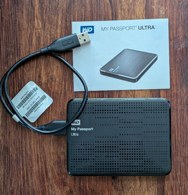 WD My Passport Ultra External Hard Drive 1TB w/ USB 3.0 Cable Tested Formatted