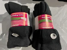 J.T. Foote - Non Binding Diabetic Socks Crew Ladies 6 pack - Black Size 9-11