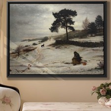 Landscape Oil Painting Canvas Print Rustic Country Home Decor Winter Artwork