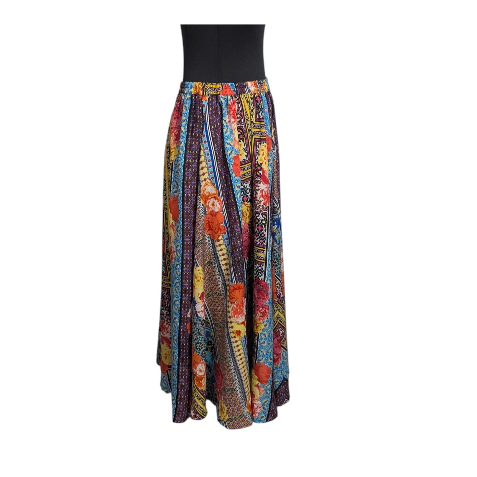 Magic Multi Patchwork Maxi Flare Skirt Fits Large… - image 6