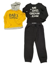 Okie Dokie 5T Boys Me+Dad T-shirt Dads Shadow Hoodie + Black Pants 3Pc Set