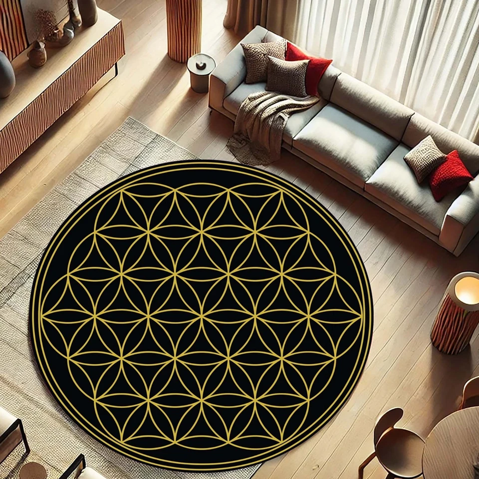 Flower of Life Rug, Sacred Geometry Rug, Mystical Home Decor, Spiritual Room Dec - Image 3 of 4