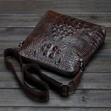 Cow leather Sling Shoulder Bag , Men's Genuine Leather Bag Crocodile Pattern