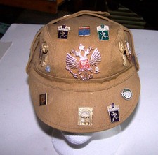 Genuine Soviet Union-Era 1987 Kyiv Made Military Hat With Pins, Badges, Patches