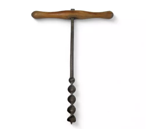 Primitive  Antique 19" T-Handle 1-1/2" Bit Wood Auger Farm Tool - NICE!