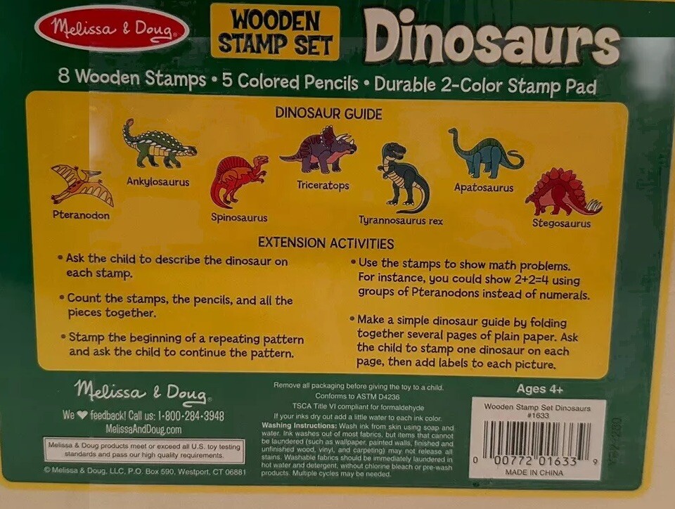 Melissa And Doug Dinosaur Wooden Stamp Set NEW Fun eBay