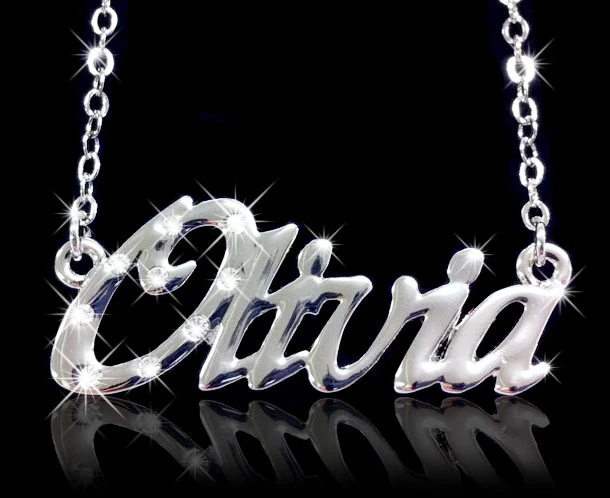 Name necklace with sale rhinestones